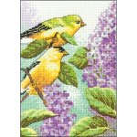 (image for) Mini Goldfinch and Lilacs Counted Cross Stitch Kit